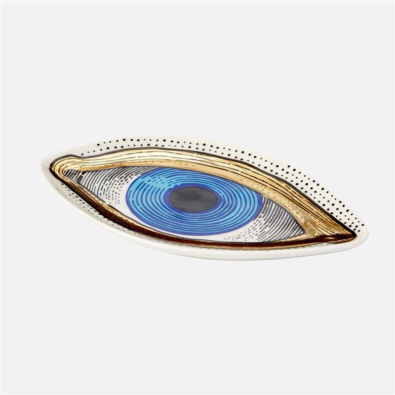 Eye Trinket Tray - Blue & Gold Porcelain