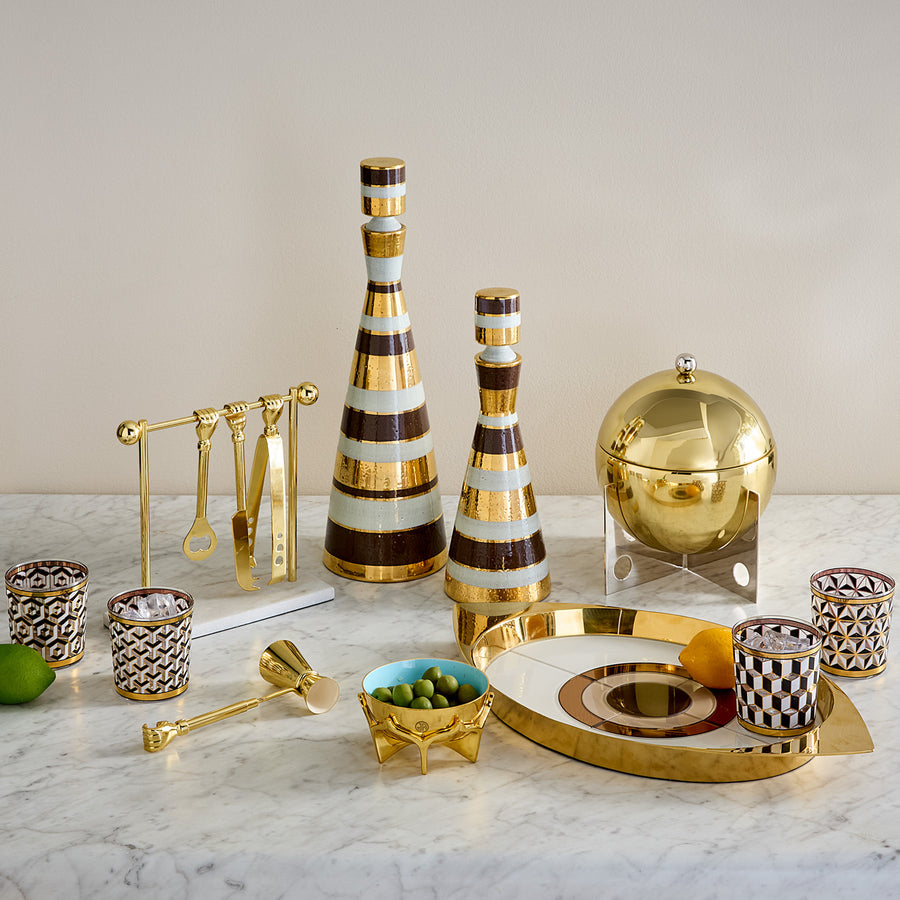 Chambeige Eye Tray – Brass & Mirrored Glass Decorative Tray