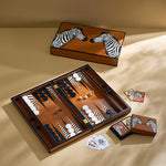 Zebra Lacquer Backgammon Set – Cognac & Velvet