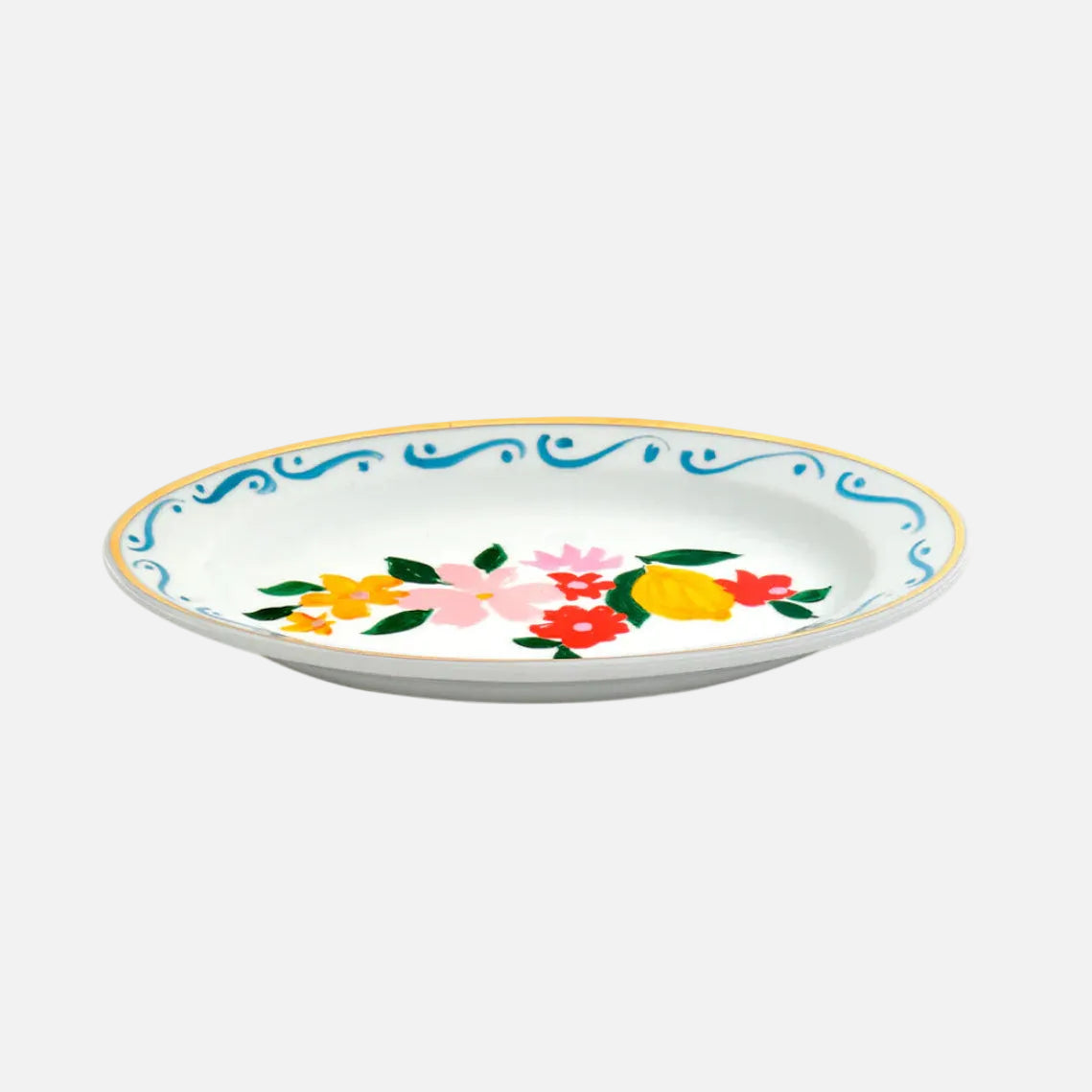 Oval Tray Flowers and Lemons ( Oval tray 19,5x13 cm )