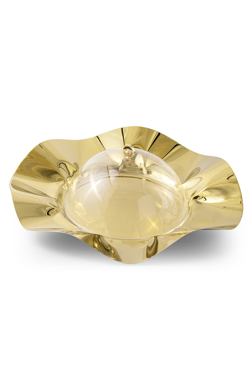 Flower Plate with Dome, 51cm, Gold