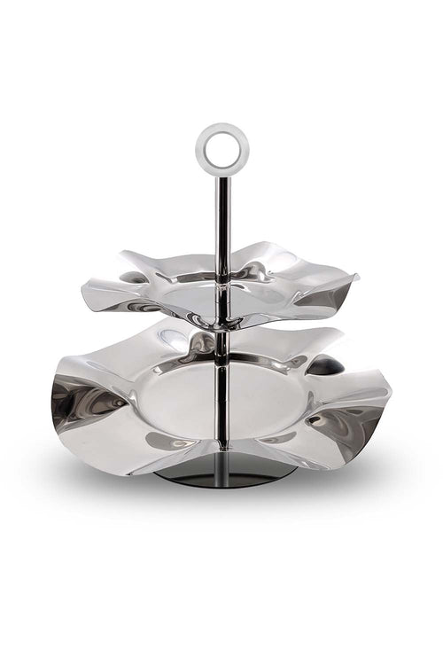 Flower 2 Tier Stand, Silver