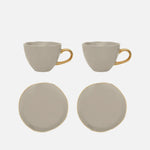 Good Morning Cappuccino & Tea Cup with Plate Set of 4 – Gray Morn
