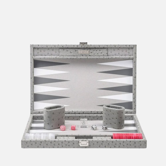 Grey Ostrich Medium Backgammon