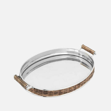 Hermiwicker Metal & Wicker Tray with Handles