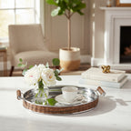 صينية هيرميويكر المعدنية والخوصية بمقابض