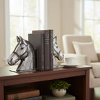 Horse Bookends - Polished Nickel & Acrylic Stallion