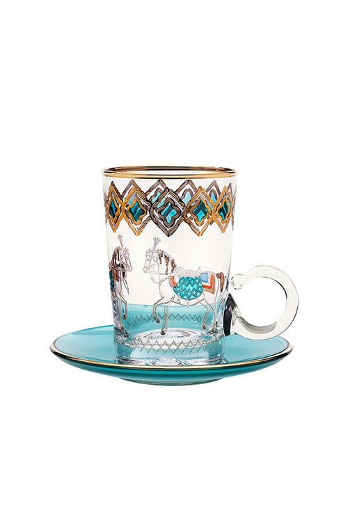 Horse Tiffany Istikana with Saucer, 120ml, Set of 6