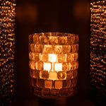 Hurricane Square Mosaic Glass Candle Holder – Large