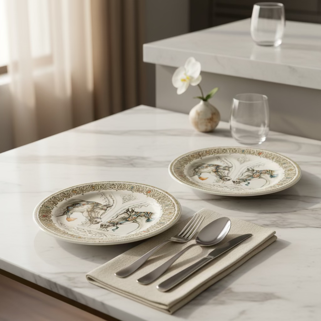 مجموعة Gien من 6 أطباق حلوى متنوعة Chevaux Du Vent لـ Celebrate__x0026__Gift