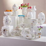 وعاء فاكهة مذهب - قطعة مركزية مزخرفة من البورسلين الذهبي