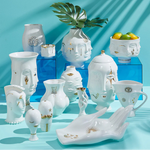 وعاء فاكهة مذهب - قطعة مركزية مزخرفة من البورسلين الذهبي