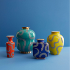 مزهرية إيدن كاف - بورسلين بلون بوب مع لمسات ذهبية