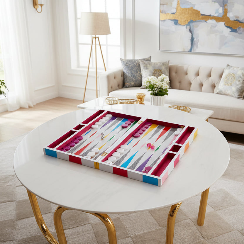 Checkerboard Backgammon Set – Luxury Lacquer Game Box
