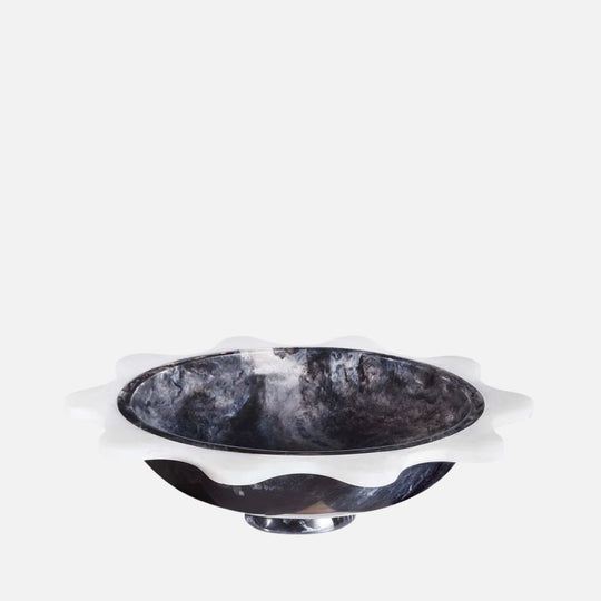 Como Black & White Ripple Bowl - Hand-Poured Marbleized Acrylic