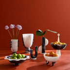 وعاء كومو ريبل باللونين الأبيض والأسود - أكريليك رخامي مصبوب يدويًا