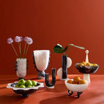 Como Black & White Scalloped Urn - Hand-Poured Marbleized Acrylic