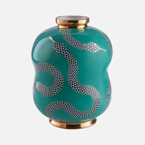 Eden Cinched Vase - Porcelain with Gold Accents