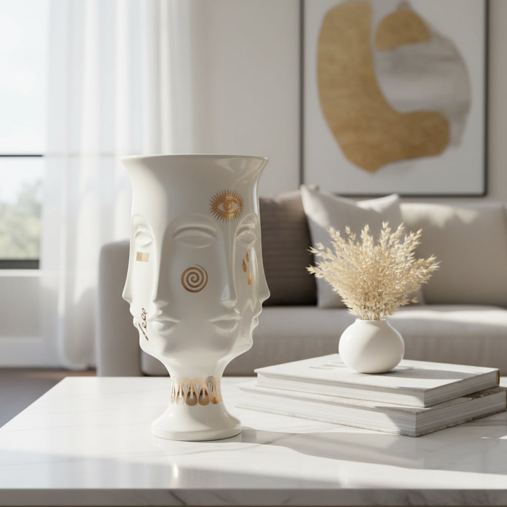 مزهرية مزخرفة من البورسلين الذهبي - مزهرية مذهبة من دورا مار