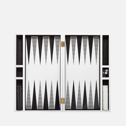 Op Art Backgammon Set - Black & White Lacquer Game Box