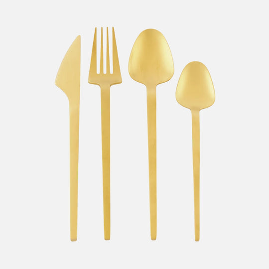 Vienna 24-Piece Flatware Set – Brushed Gold