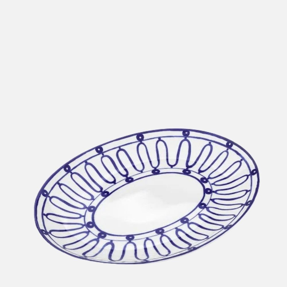 Kyma Blue Serving Platter – Hand‑Painted 36×27 cm