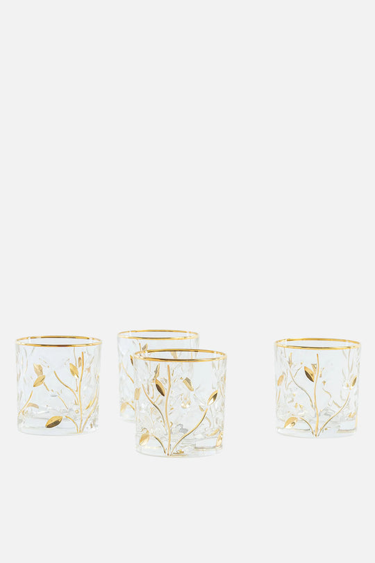 Gold Crystal Tumbler Glasses - Set of 4