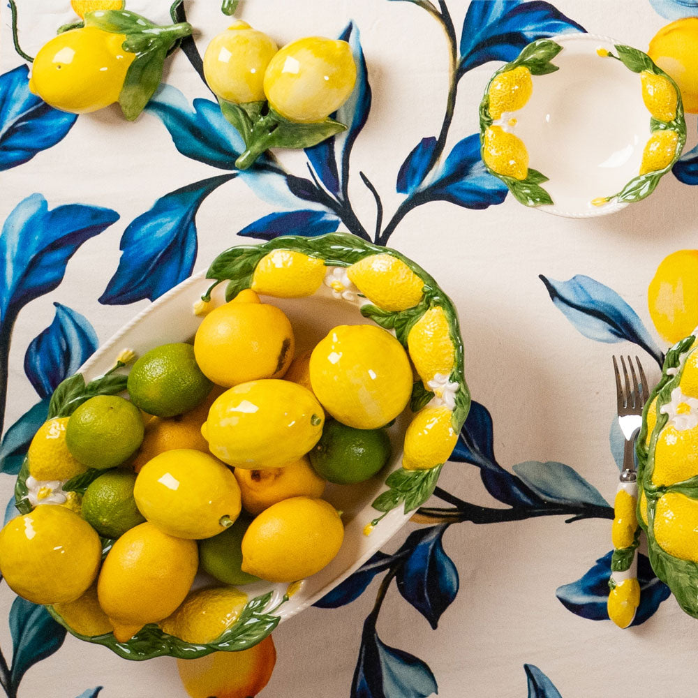 طبق تقديم سيراميك مطلي يدويًا من مجموعة ليمون