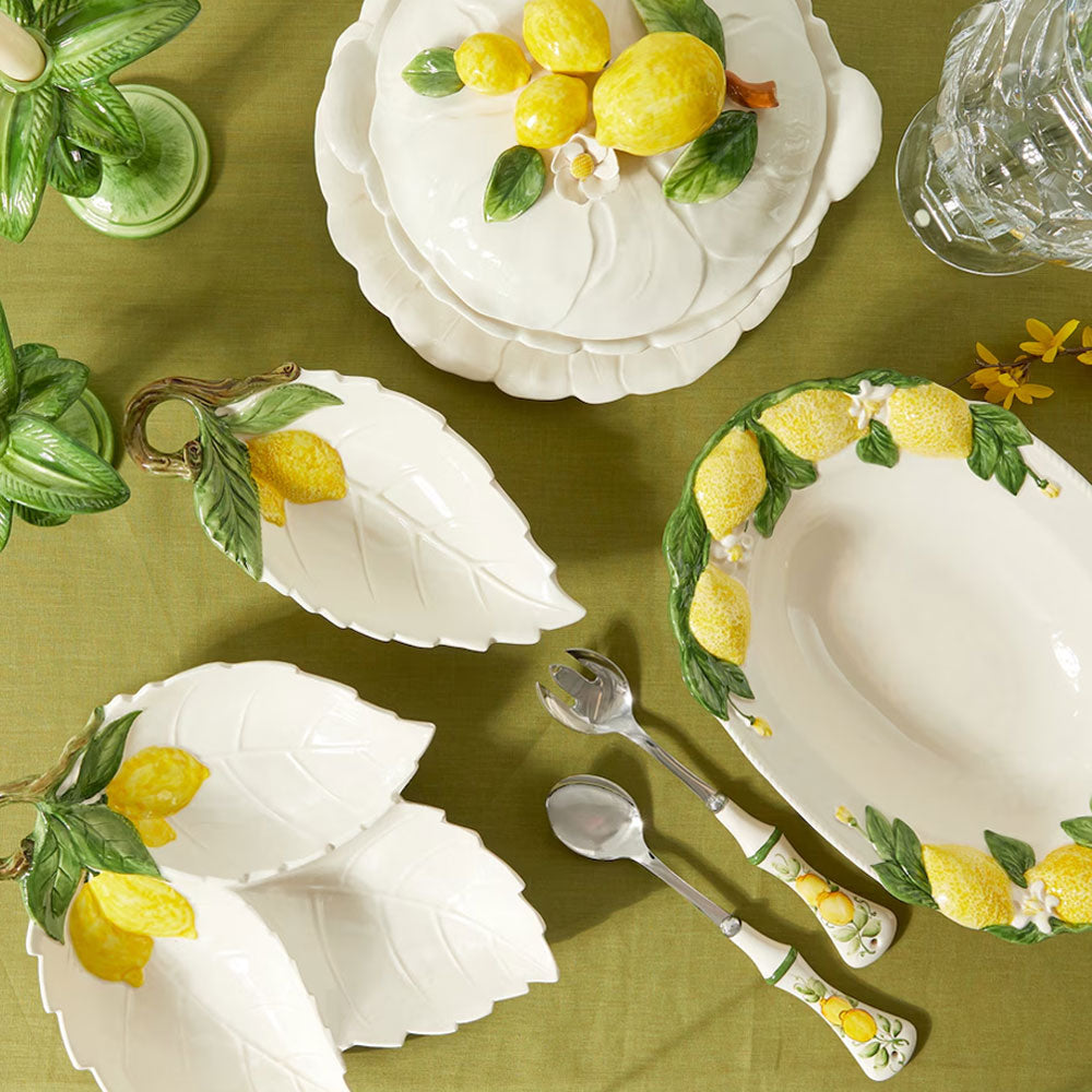 طبق تقديم سيراميكي مطلي يدويًا من مجموعة ليمون رقم 3