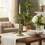 شمعدان خزفي مطلي يدويًا على شكل نخلة خضراء - 35 سم