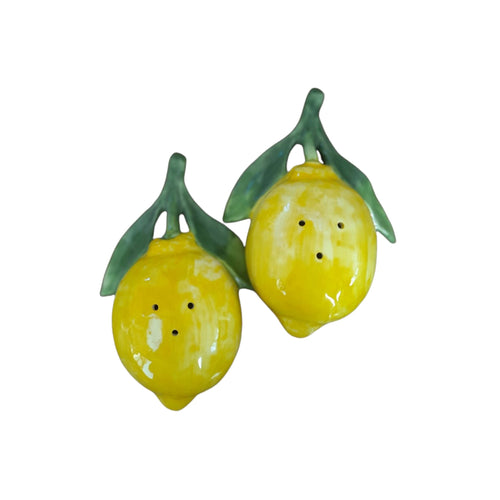 Hand-Painted Ceramic Salt and Pepper Set – Lemon