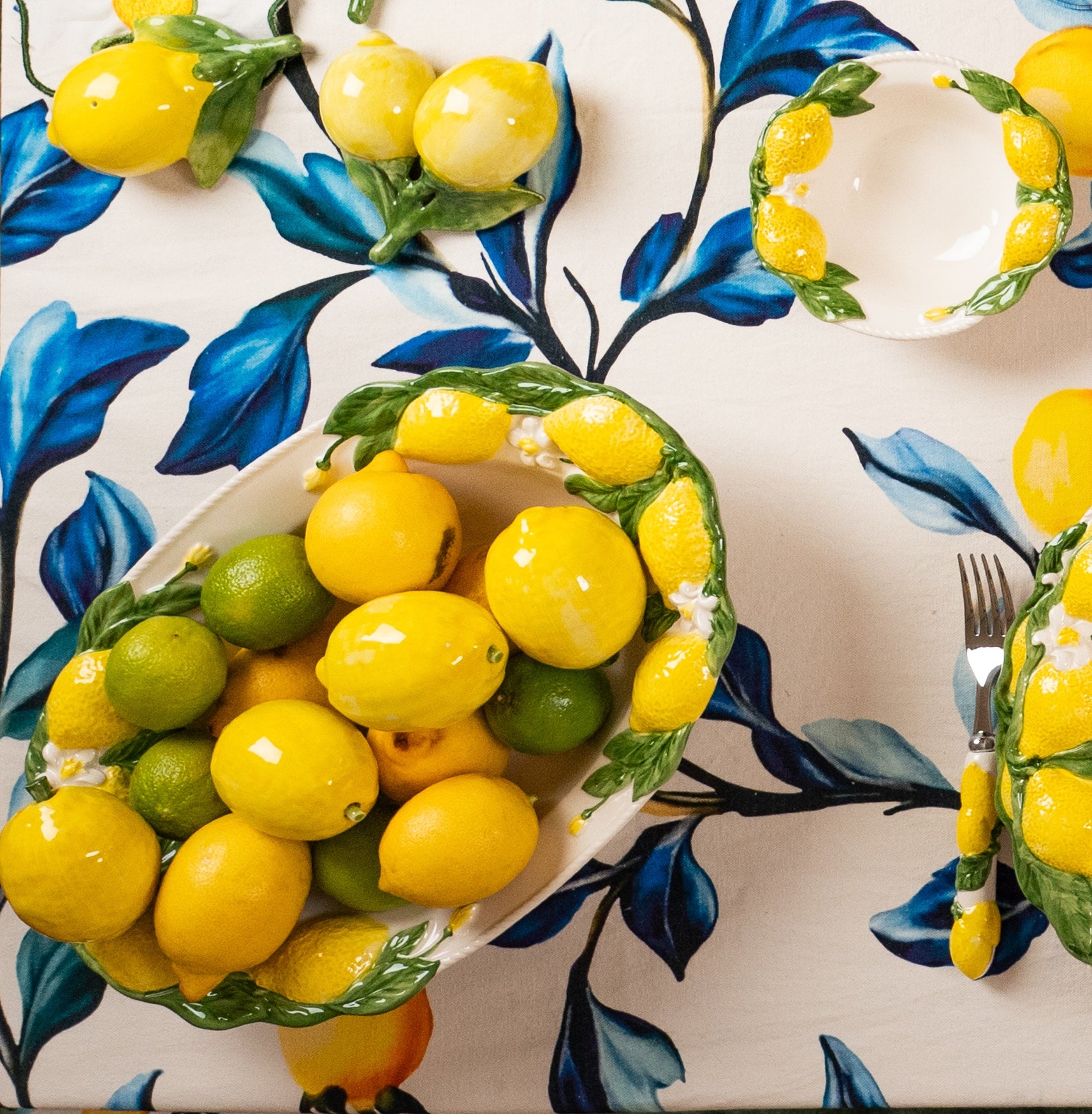 Lemon Collection Hand-Painted Ceramic Serving Platter