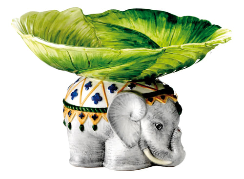Hand-Painted Elephant Ceramic Fruit Bowl – Italian Made