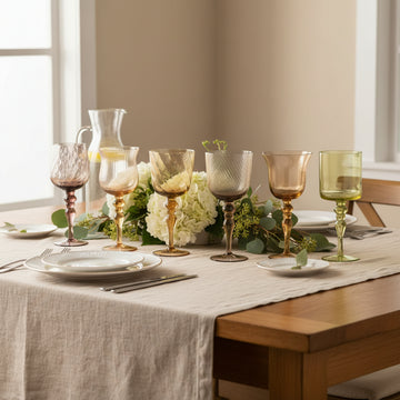 Set of 6 Goblets – Textured Blown Glass, 23 cm