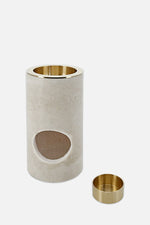 Travertine Oil Burner – Brass Bowl &amp; Tealight Base