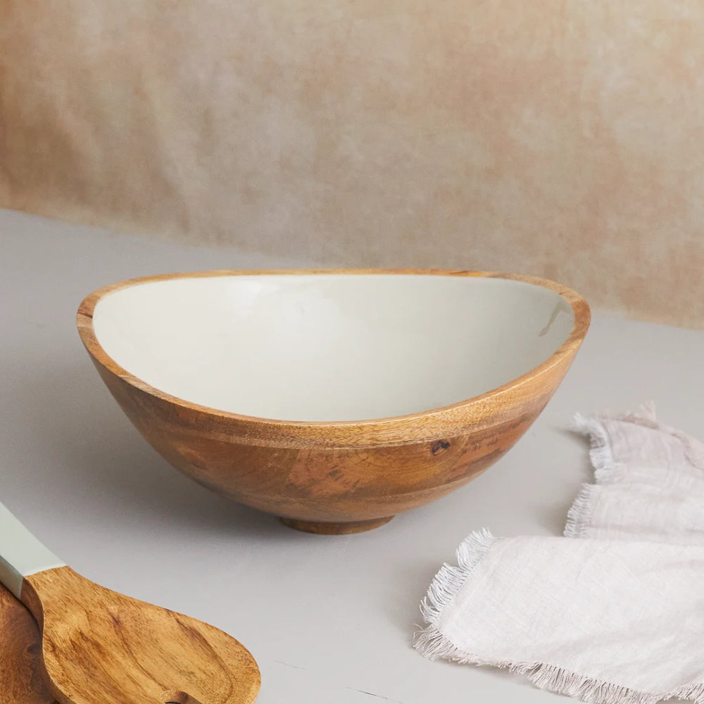 Madras Large Mango Wood Bowl – Taupe