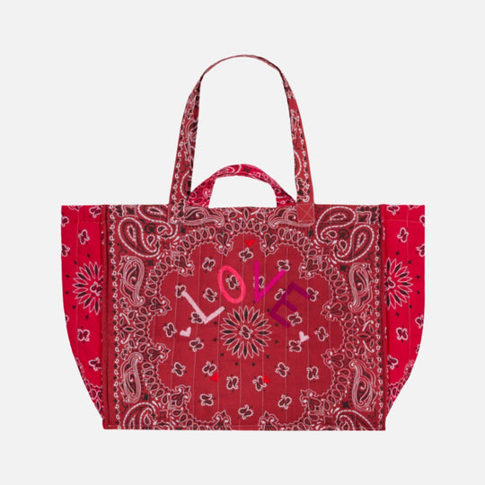 Maxi Cabas Matelasse-LOVE-Vintage Red