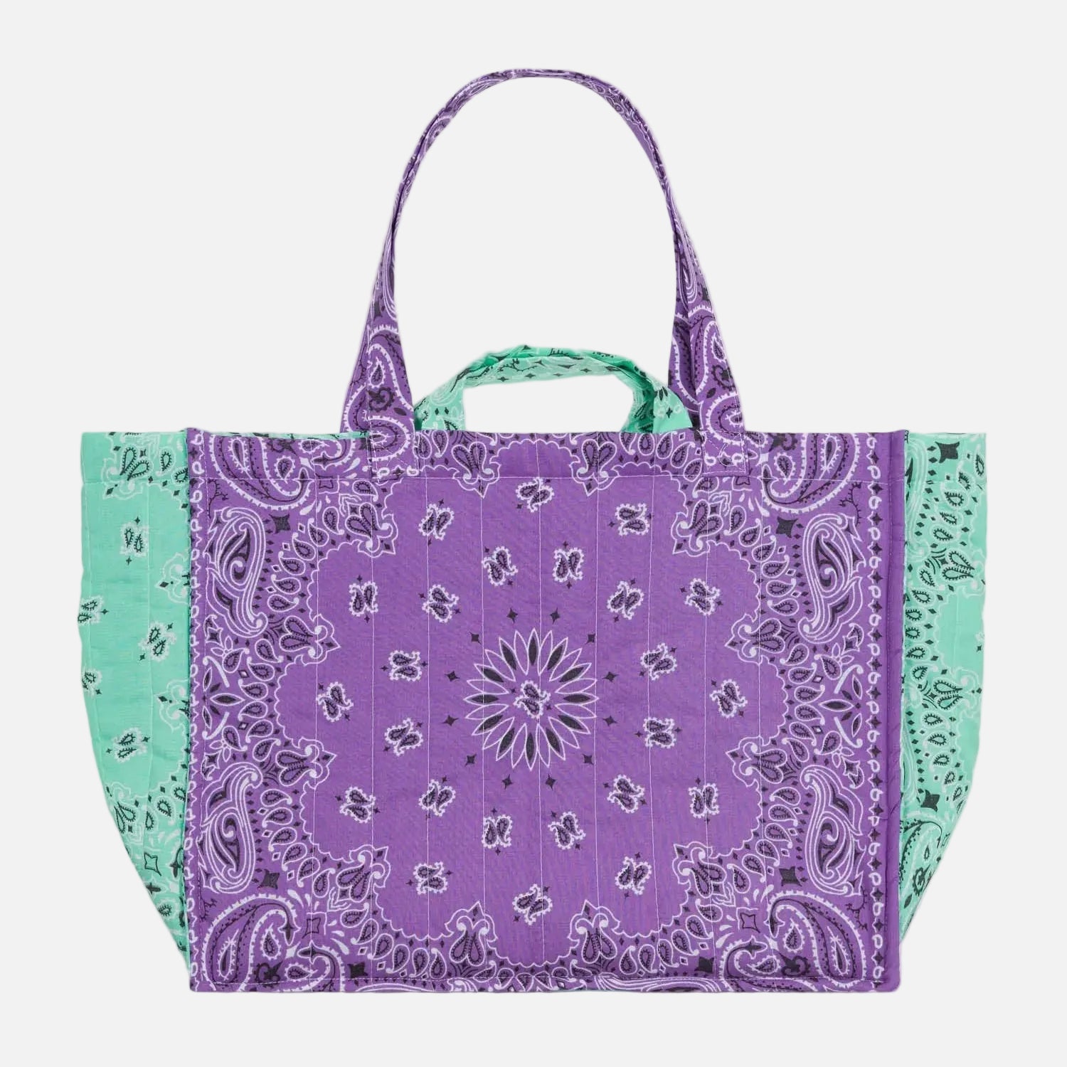 Call It Maxi Cabas Matelassé - Make Love & Peace Lilas / Mint Tote Bag
