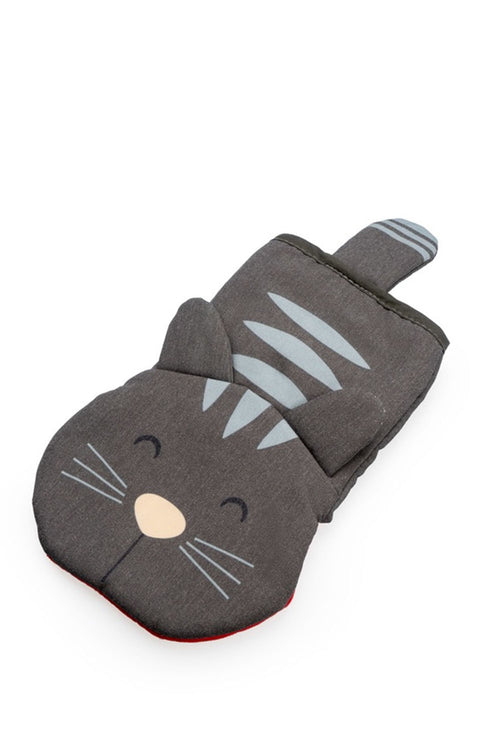Meow! Polyester/Silicone Oven Mitt, Grey
