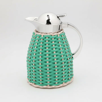 Chantilly Leather & Rattan Stainless Steel Carafe with Chrome Finish 1.0 lt