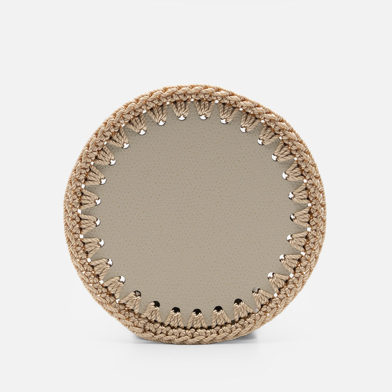 Rochelle Leather & Crochet Coasters Set of 6 (Ivory)