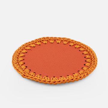 Rochelle Leather & Crochet Coasters Set of 6 (Mango)