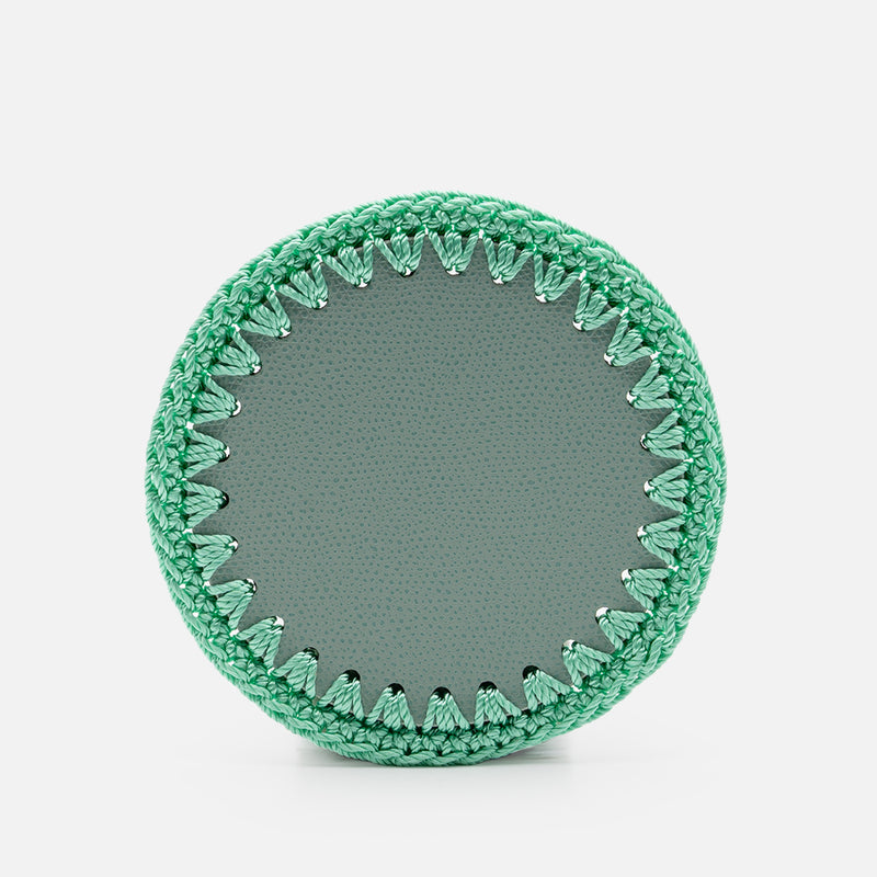Rochelle Leather & Crochet Coasters Set of 6 (Mint)