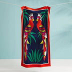 Parrots Beach Towel – Tropical Cotton Velour