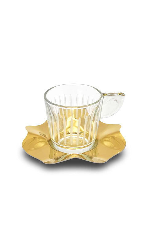 Petal Espresso/ Turkish Coffee, Gold, Set of 6