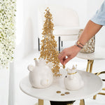 Elephant Head Piggy Bank – Ecru/Gold Large, Set of 2