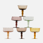 Set of 6 Goblets – Assorted Shapes Blown Glass, 11 cm