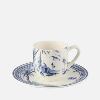 GIEN Les Dèpareillèes Bleu Espresso Cup and Saucer, 80ml, Set of 2