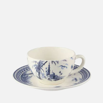 GIEN Set of 2 Tea Cups & Saucers - Blue Mismatched (16 cl x Ø 15.2cm)