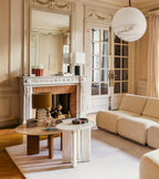 Cream white lacquered beech wood side table